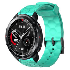 For Honor Watch GS Pro 22mm Football Pattern Solid Color Silicone Watch Band(Teal)