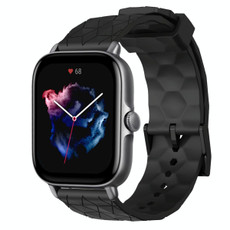 For Amazfit GTS 3 20mm Football Pattern Solid Color Silicone Watch Band(Black)