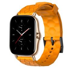 For Amazfit GTS 2 20mm Football Pattern Solid Color Silicone Watch Band(Yellow)