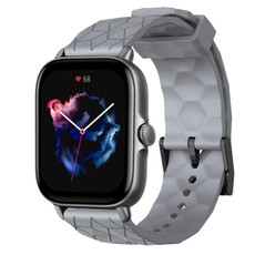 For Amazfit GTS 3 20mm Football Pattern Solid Color Silicone Watch Band(Grey)