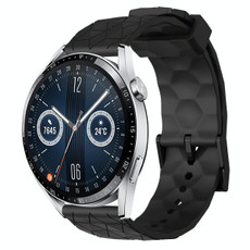 For Huawei Watch GT3 46mm 22mm Football Pattern Solid Color Silicone Watch Band(Black)