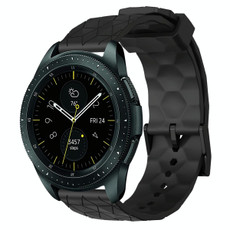 For Samsung Galaxy Watch 42mm 20mm Football Pattern Solid Color Silicone Watch Band(Black)
