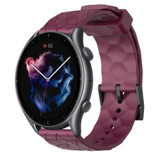 For Amazfit GTR 3 Pro 22mm Football Pattern Solid Color Silicone Watch Band(Wine Red) For Amazfit GTR 3 Pro 22mm Football Pattern Solid Color Silicone Watch Band(Wine Red)