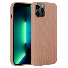 For iPhone 13 Pro Max Weave Texture Silicone Phone Case(Brown)