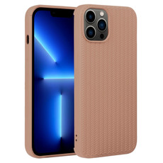 For iPhone 13 Pro Weave Texture Silicone Phone Case(Brown)
