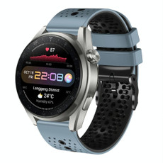 For Huawei Watch 3 Pro New 22mm Perforated Two-Color Silicone Watch Band(Blue+Grey)