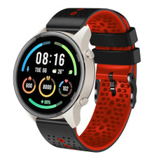 For Xiaomi MI Watch Sport 22mm Perforated Two-Color Silicone Watch Band(Black+Red)