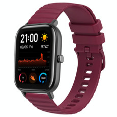 For Amazfit GTS 20mm Wavy Dot Pattern Solid Color Silicone Watch Band(Wine Red)