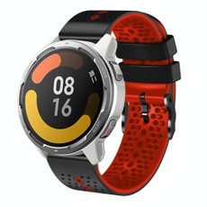 For Xiaomi MI Watch Color 2 22mm Perforated Two-Color Silicone Watch Band(Black+Red)