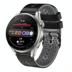 For Huawei Watch 3 Pro 22mm Perforated Two-Color Silicone Watch Band(Black+Grey)