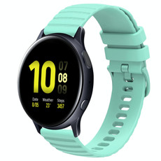 For Samsung Galaxy Watch Active 2 44mm 20mm Wavy Dot Pattern Solid Color Silicone Watch Band(Teal)