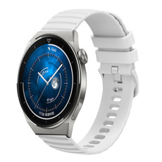 For Huawei Watch GT3 Pro 46mm 22mm Wavy Dot Pattern Solid Color Silicone Watch Band(White)