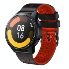 For Xiaomi MI Watch S1 Active 22mm Perforated Two-Color Silicone Watch Band(Black+Red)
