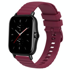 For Amazfit GTS 2 20mm Wavy Dot Pattern Solid Color Silicone Watch Band(Wine Red)