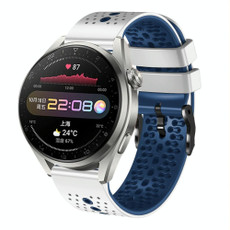 For Huawei Watch 3 Pro 22mm Perforated Two-Color Silicone Watch Band(White+Blue)