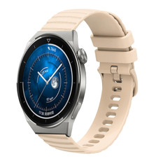 For Huawei Watch GT3 Pro 46mm 22mm Wavy Dot Pattern Solid Color Silicone Watch Band(Beige)