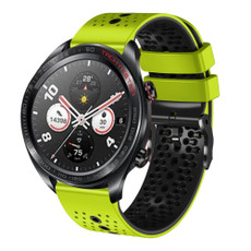 For Honor Watch Dream 22mm Perforated Two-Color Silicone Watch Band(Lime+Black)