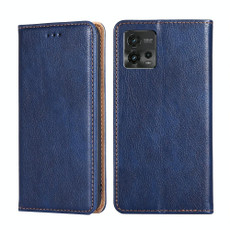 For Motorola Moto G72 4G Gloss Oil Solid Color Magnetic Leather Phone Case(Blue)