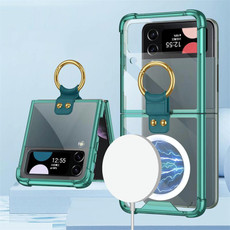 For Samsung Galaxy Z Flip4 GKK MagSafe Airbag Shockproof Phone Case with Ring Holder(Green)