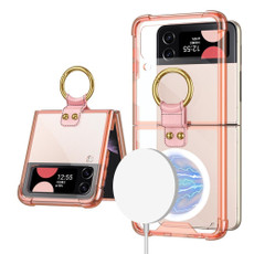 For Samsung Galaxy Z Flip3 5G GKK MagSafe Airbag Shockproof Phone Case with Ring Holder(Pink)