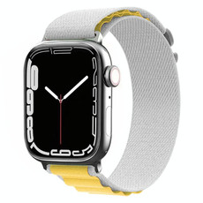 Nylon Watch Band for Apple Watch Series 9&8&7 41mm / SE 3&SE 2&6&SE&5&4 40mm / 3&2&1 38mm (Yellow + Grey)