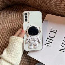 For Samsung Galaxy  A53 5G Plating Astronaut Holder Phone Case(White)