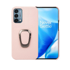 For OnePlus Nord N200 5G Ring Holder Litchi Texture Genuine Leather Phone Case(Pink) For OnePlus Nord N200 5G Ring Holder Litchi Texture Genuine Leather Phone Case(Pink)