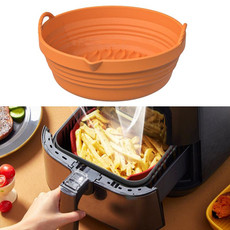 Air Fryer Silicone Baking Tray Folding Cake Baking Tray Baking Pad, Size: 8.5 Inches(Orange)