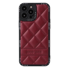 For iPhone 13 Pro Diamond Pattern Leather Phone Case(Wine Red)
