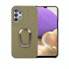 For Samsung Galaxy A32 5G Ring Holder Litchi Texture Genuine Leather Phone Case(Green) For Samsung Galaxy A32 5G Ring Holder Litchi Texture Genuine Leather Phone Case(Green)