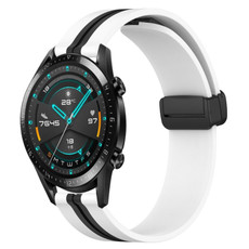 For Huawei Watch GT2 42mm 20mm Folding Magnetic Clasp Silicone Watch Band(White+Black) For Huawei Watch GT2 42mm 20mm Folding Magnetic Clasp Silicone Watch Band(White+Black)