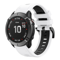 For Garmin Fenix 6X Sapphire 26mm Two-Color Sports Silicone Watch Band(White+Black) For Garmin Fenix 6X Sapphire 26mm Two-Color Sports Silicone Watch Band(White+Black)