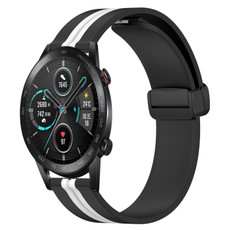 For Honor MagicWatch2 42mm 20mm Folding Magnetic Clasp Silicone Watch Band(Black+White) For Honor MagicWatch2 42mm 20mm Folding Magnetic Clasp Silicone Watch Band(Black+White)