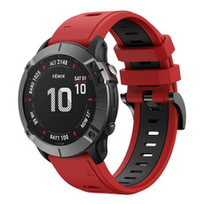 For Garmin Fenix 6X Sapphire 26mm Two-Color Sports Silicone Watch Band(Red+Black) For Garmin Fenix 6X Sapphire 26mm Two-Color Sports Silicone Watch Band(Red+Black)