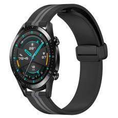 For Huawei Watch GT2 42mm 20mm Folding Magnetic Clasp Silicone Watch Band(Black+Grey) For Huawei Watch GT2 42mm 20mm Folding Magnetic Clasp Silicone Watch Band(Black+Grey)