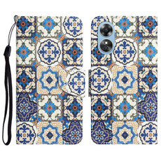 For OPPO A17 Colored Drawing Leather Phone Case(Vintage Totem)
