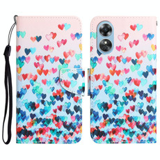 For OPPO A17 Colored Drawing Leather Phone Case(Heart)