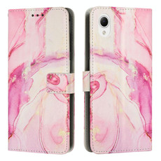 For Samsung Galaxy A23e Painted Marble Pattern Leather Phone Case(Rose Gold)