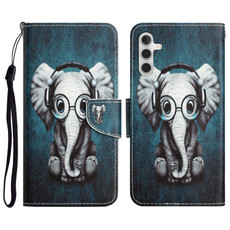 For Samsung Galaxy A14 5G Colored Drawing Leather Phone Case(Earphone Elephant) For Samsung Galaxy A14 5G Colored Drawing Leather Phone Case(Earphone Elephant)