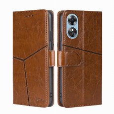 For OPPO A17 Geometric Stitching Horizontal Flip Leather Phone Case(Dark Brown) For OPPO A17 Geometric Stitching Horizontal Flip Leather Phone Case(Dark Brown)