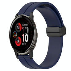 For Garmin Venu 2 Plus 20mm Solid Color Magnetic Clasp Silicone Watch Band(Midnight Blue)
