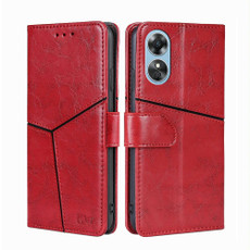 For OPPO A17 Geometric Stitching Horizontal Flip Leather Phone Case(Red) For OPPO A17 Geometric Stitching Horizontal Flip Leather Phone Case(Red)