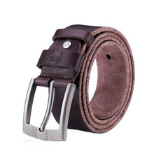 BULL CAPTAIN 01 Pin Buckle Thickened Cowhide Wear-Resistant Belt, Length: 115cm (Burr Brown)