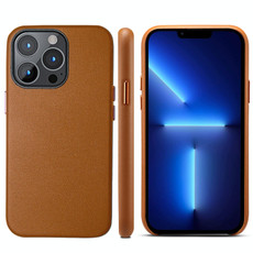 For iPhone 13 Pro Max Lamb Grain PU Back Cover Phone Case(Brown) For iPhone 13 Pro Max Lamb Grain PU Back Cover Phone Case(Brown)