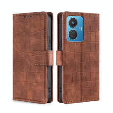 For vivo Y55 4G Skin Feel Crocodile Magnetic Clasp Leather Phone Case(Brown)