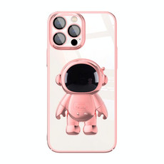 For iPhone 13 Electroplating PC Astronaut Holder Phone Case with Lens Film(Pink) For iPhone 13 Electroplating PC Astronaut Holder Phone Case with Lens Film(Pink)