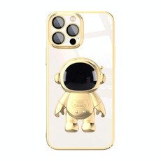 For iPhone 13 Electroplating PC Astronaut Holder Phone Case with Lens Film(Gold) For iPhone 13 Electroplating PC Astronaut Holder Phone Case with Lens Film(Gold)