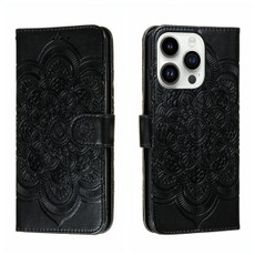 For iPhone 14 Pro Max Sun Mandala Embossing Leather Phone Case(Black) For iPhone 14 Pro Max Sun Mandala Embossing Leather Phone Case(Black)