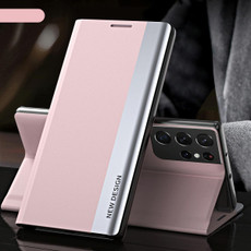 For Samsung Galaxy S23 Ultra 5G Side Electroplated Adsorption Leather Phone Case(Pink) For Samsung Galaxy S23 Ultra 5G Side Electroplated Adsorption Leather Phone Case(Pink)