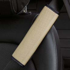 Fiber Leather Embossed Car Seat Belt Shoulder Cover Protector 6.5X23cm(Beige) Fiber Leather Embossed Car Seat Belt Shoulder Cover Protector 6.5X23cm(Beige)